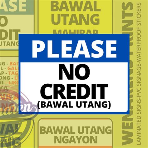bawal utang sign|Bawal Utang No Credit Bawal Umutang .